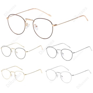 Dilussoss creativos mujeres/hombres Oval liso espejo Metal marco gafas transparente lente gafas