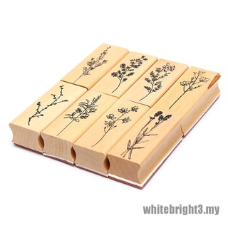 [WHITE3] Sello de plantas Vintage de madera sellos de goma Scrapbooking papelería DIY artesanía