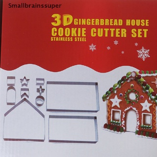 smallbrainssuper 10pcs 3d pan de jengibre casa cortador de galletas de acero inoxidable navidad molde de galletas sbs