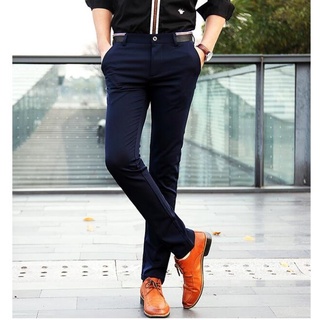 (talla 28-40) más el tamaño de los hombres pantalones de oficina Slimfit pantalones largos de negocios CEO Casual Formal elástico pantalón de (7)