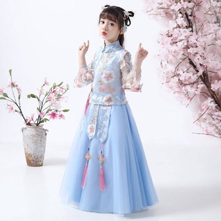 vestido congelado ﹠ vestido de niña vestidos de niña ﹠ niños Hanfu mujeres super hada estilo chino traje antiguo niña camisa cheongsam de manga larga Tang Guzheng Hanfu (1)