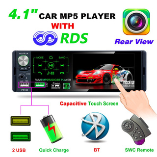 P5130 4.1 pulgadas 1 Din Bluetooth pantalla táctil coche Radio estéreo automático Multimedia reproductor MP5 soporte RDS Micophone cámara de visión trasera