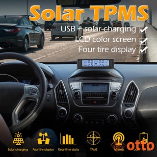 Otto.solar coche TPMS negro blanco pantalla 4 Sensor sistema de monitoreo de presión de neumáticos
