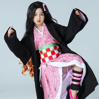 ¡grande! 4.4 Demon Slayer Kimetsu No Yaiba Cosplay disfraz de ropa infantil niños Tanjirou Nezuko rendimiento fiesta disfraz