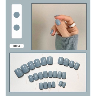 24pcs Hit Color Uñas Postizas 40 Estilos Lindo Estilo Verano Falsas Jalea Dedo Manicura Decoración De Con Pegamento (9)