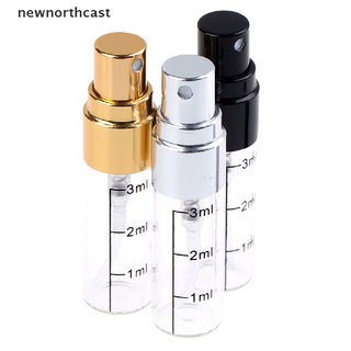 [newnorthcast] 3 ml recargable de vidrio transparente perfume bomba spray botellas aroma con escala