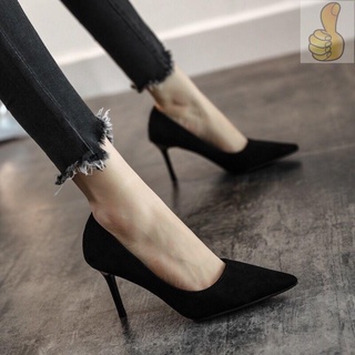 Negro zapatos de las mujeres solo tacones altos temperamento stil negro zapatos de las mujeres tacones individuales tacones altos