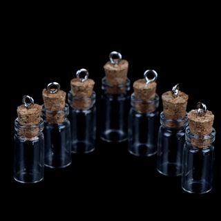 HOME 10Pcs Mini Glass Bottles Small Vials Cork Glass Jars Multi Usage Cork Wish Glass .