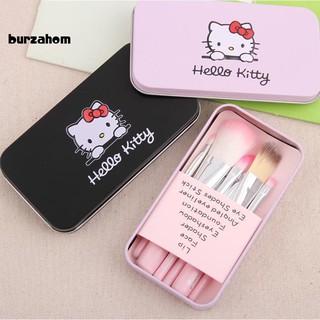 Bur_7 pzs juego de brochas de maquillaje Hello Kitty para sombra de ojos/base de polvo/rubor