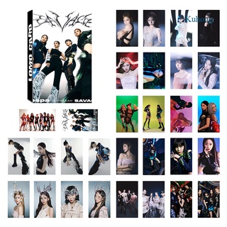 Kuhong 30 Unids/set kpop aespa-1er mini Álbum [Savage] Tarjeta De Fotos De Tarjetas Papelería Pegatinas Photocard Fans Colección