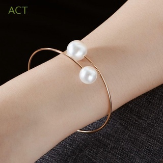 ACT Gift Pearl Bangle Charm Women Jewelry Cuff Open Bracelet New Fashion Simple Adjustable Gold Silver/Multicolor