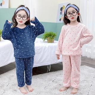 Otoño Invierno Niños Niñas Caliente Franela Pijamas Conjuntos De Estrella Impresión Pijama Bebe Coral Terciopelo Ropa De Dormir