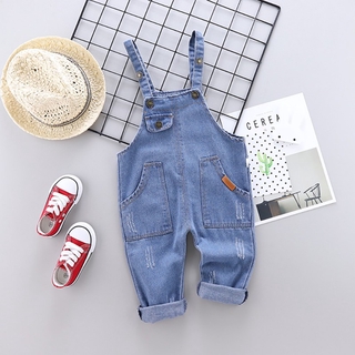 Kimi - pantalones de tirantes para bebé, niño, pantalones de mezclilla sólidos