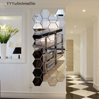 YYYL 12Pcs 3D Hexagon Acrylic Mirror Wall Stickers DIY Art Home Decor Room Decorative HOT
