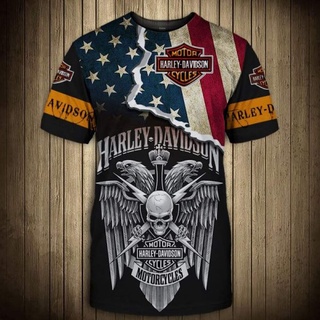Nueva Moda Harley-Davidson Sudadera Con Capucha Camiseta 3D Impresión Completa Camisa 3D