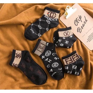 【03-02-Xx 😸】 New LV 5 pairs Casual Cotton All Season Short Cotton socks for Women Girl