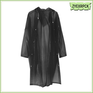 Reusable Unisex Raincoat EVA Poncho Long Sleeves Knee Length Travel Rainwear
