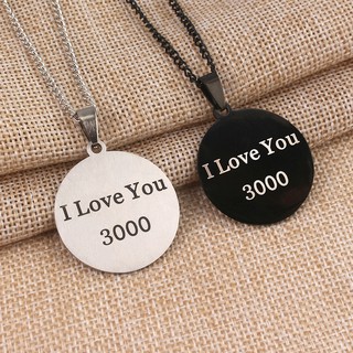 Iron Man I Love You 3000 Times Letter Necklace I LOVE YOU 3000 Iron Man Stainless Steel Pendant