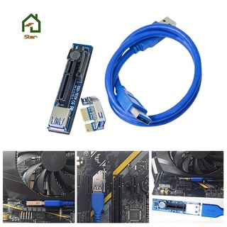 Pci-e Riser PCIE PCI-Express X1 a X4 Riser PCI E Riser Card extender adaptador con Cable de extensión USB3.0 de 60 cm