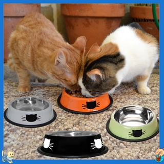 Be-Stainless acero mascota perro antideslizante comida agua tazón cara gato impreso plato alimentador (1)
