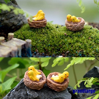 Mini nido con pájaros hadas jardín miniaturas gnomos musgo terrarios resina artesanía figuritas para decoración del hogar accesorios