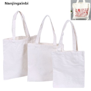 [nanjingxinbi] cremoso blanco de algodón natural liso lona compras hombro top tote shopper bolsa [caliente]