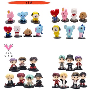 🌟Yew🌟 7 unids/Set lindo BTS21 dibujos animados PVC modelo Bangtan Boys nuevo Mini Kpop coleccionable muñeca Fans regalo BTS Figurine