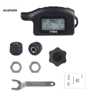 Soulmate Durable motocicleta TPMS impermeable neumático temperatura sistema de alarma pantalla LCD para motocicleta (5)