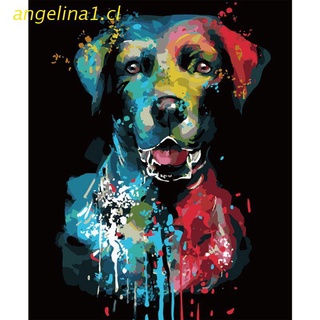 angelina1 colorido perro pintura por número kits 16 x 20 pulgadas lienzo diy o il pintura para niños, estudiantes, adultos principiantes con cepillos y pigmento acrílico (sin marco)