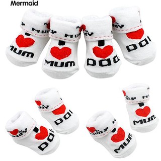 !! calcetines de algodón para bebé blanco amo a mamá/papá 0-6 meses bebé recién nacido niñas