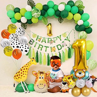Juego de 26 globos de papel de aluminio para animales de Jungle Safari, decoración de fiesta de cumpleaños (4)