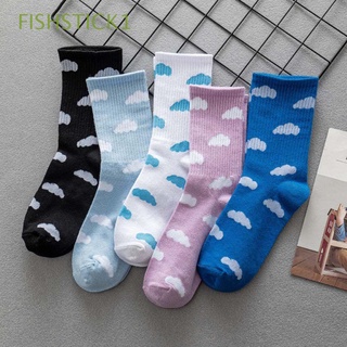 Calcetines De algodón para mujer/multicolores con estampado De nubes/Azul/cielo tamaño medio tubo 1