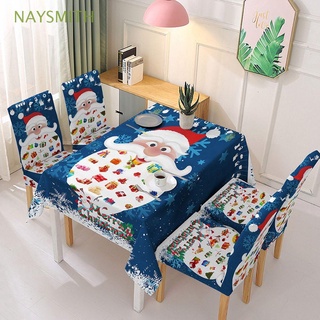NAYSMITH Home Tablecloth Santa Claus Dinning Table Cover Chair Cover New Year Elastic Rectangular Waterproof Kitchen Washable Christmas Decoration
