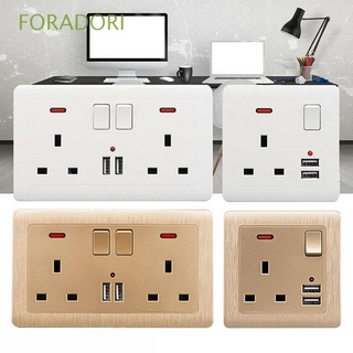 FORADORI 13A Wall Plug Socket UK Plug Electrical Socket Power Socket Electrical Equipment Home Improvement with 2 USB Charger Port Adapter Double UK Standard Electrical Outlet (1)