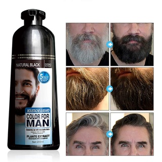 permanente barba tinte champú para hombres barba morir depilación 200ml (4)