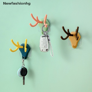 (Newfashionhg) 1Piece Cute Deer Head Hook Punch-Free Home Kitchen Wall Door Hook Key Holder Rac On Sale
