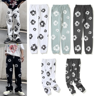 American high street fashion brand loose printed wide leg pants floral cloud straight leg pants street handsome trousers