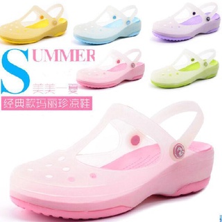2021 verano de las señoras sandalias de jalea de las mujeres zapatos de playa zapatos agujero zapatos de jardín zapatos Baotou zapatillas sandalias y zapatillas