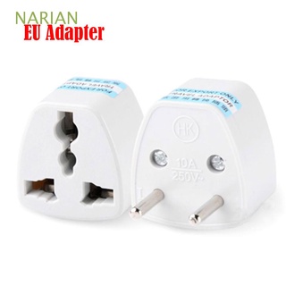 NARIAN 3 In 1 White AU US UK To EU Travel AC Power Plug Charger Adapter Universal 2 Round Pin Outlet Electrical Converter Socket (1)
