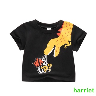 ✲ AA ✮ Little Boys Verano Transpirable Camiseta , Creativo De Dibujos Animados Dinosaurio Letra Impresión De Manga Corta Cuello Redondo Top