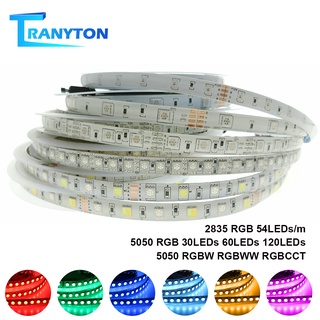 rgb led tira 2835 5050 dc12v luces led 5m cinta impermeable rgbw rgbww rgb rgb cinta flexible 54leds/m 60leds/m 120leds/m 5m/lote