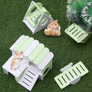 Suer DIY hámster casa hámster Seesaw juguete juguetes conjunto colgante Swing ejercicio pequeños animales triángulo Swing pequeñas mascotas de madera (7)