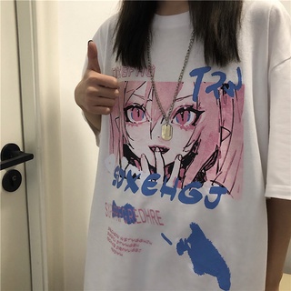 Anime Impresión Suelta Chatarra Steampunk Gótico T-Shirt Mujer Harajuku e-Girl Kawaii y2k