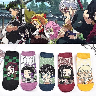 desion 5 colores demon slayer algodón barco calcetines calcetines anime corte bajo de dibujos animados cosplay estilo japonés/multicolor