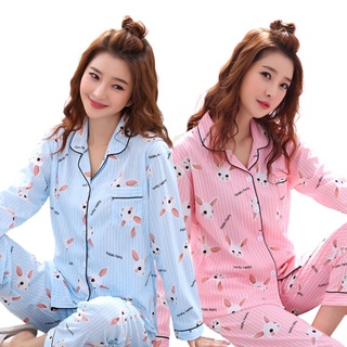Mujeres Cardigan Pijama Conjunto Primavera Otoño Manga Larga De Dibujos Animados Lindo Ropa De Dormir