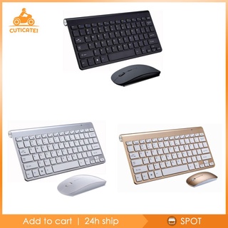 [cut1-10--] Mini teclado inalámbrico plano silencioso ratón Combo negro