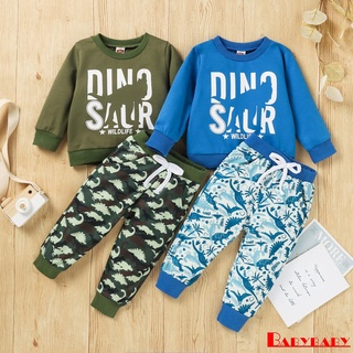 Soul-boys Casual letras y dinosaurio impreso patrón jersey+pantalones conjunto