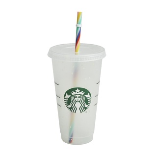 Vaso De Plástico Starbucks De 700 Ml Con Tapa Y Taza De Paja (4)