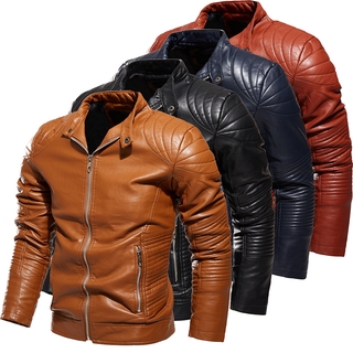 Chamarras De cuero para hombre chaquetas De cuero Pu para hombre De color sólido chaquetas nuevas para hombre múltiples opciones De color (1)