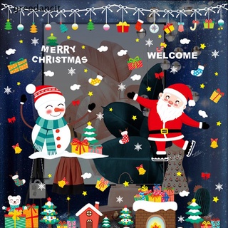 Greedancit Christmas Decorations for Home Ornaments Shop Window Sticker Santa Claus Color CL